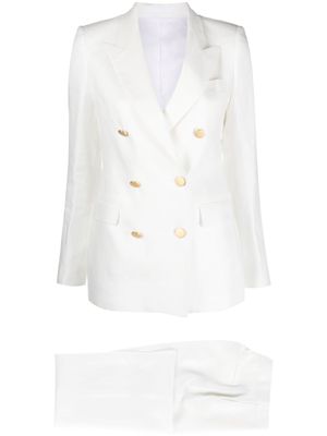 Tagliatore double-breasted linen suit - White