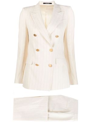 Tagliatore double-breasted pinstripe trouser suit - White