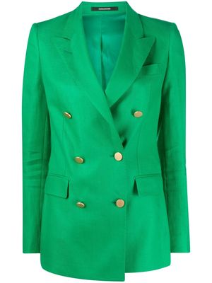 Tagliatore double-breasted tailored linen blazer - Green