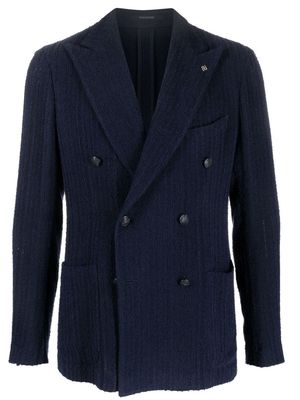 Tagliatore double-breasted tweed blazer - Blue