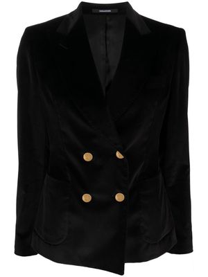 Tagliatore double-breasted velvet-effect blazer - Black