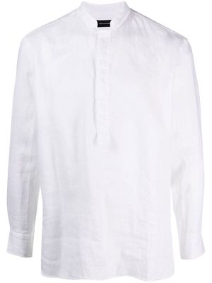Tagliatore Esmond half-button linen shirt - White