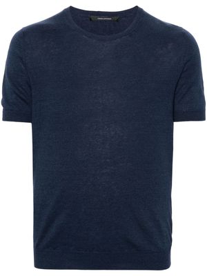 Tagliatore fine-knit linen cotton T-shirt - Blue