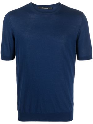 Tagliatore fine-knit short-sleeved T-shirt - Blue