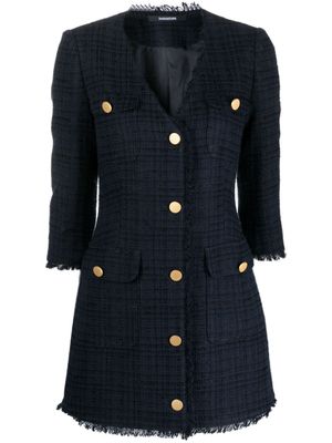 Tagliatore frayed-edge tweed jacket - Black