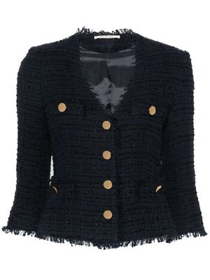 Tagliatore frayed-edge tweed jacket - Blue