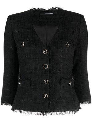 Tagliatore fringed-edge tweed jacket - Black