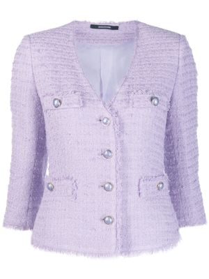 Tagliatore fringed-edge tweed jacket - Purple
