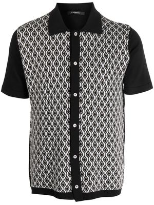 Tagliatore geometric-print panelled polo shirt - Black