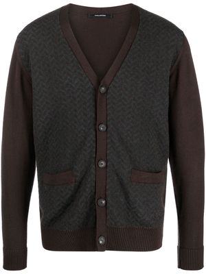 Tagliatore herringbone knitted cardigan - Brown
