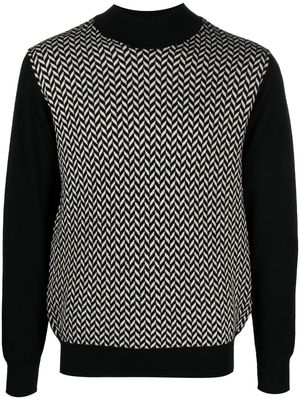 Tagliatore herringbone-pattern jumper - Black