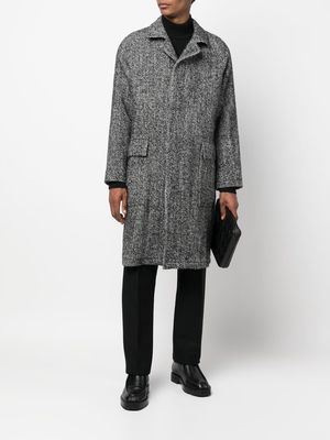 Tagliatore herringbone-pattern wool coat - Black