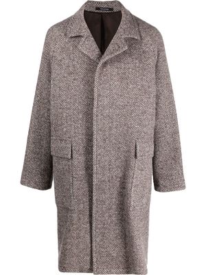 Tagliatore herringbone-pattern wool coat - Brown