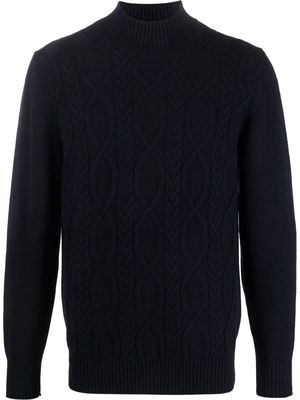 Tagliatore high-neck cable-knit jumper - Blue