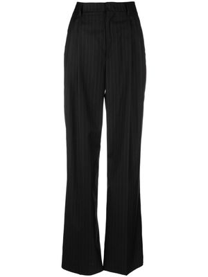 Tagliatore high-waisted pinstripe flared trousers - Black
