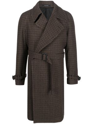 Tagliatore houndstooth-check wool-cashmere coat - Brown