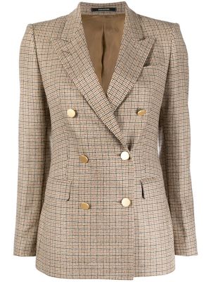 TAGLIATORE houndstooth double-breasted blazer - Brown