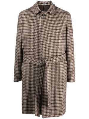 Tagliatore houndstooth-pattern button-down coat - Brown