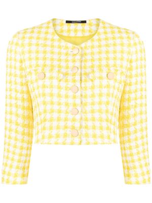 Tagliatore houndstooth-pattern cropped tweed jacket - Yellow