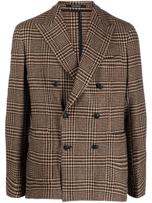 Tagliatore houndstooth-print double-breasted blazer - Brown