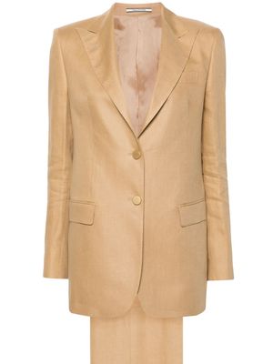 Tagliatore interlock-twill linen suit - Brown