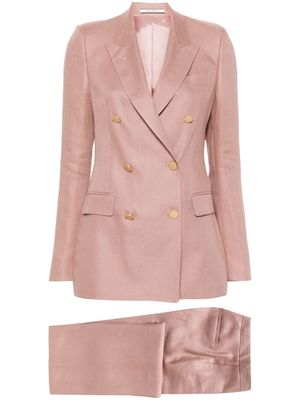 Tagliatore interlock-twill linen suit - Pink