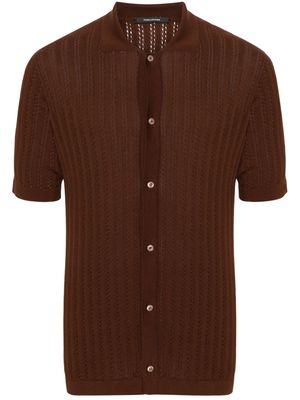 Tagliatore Jesse pointelle-knit polo shirt - Brown