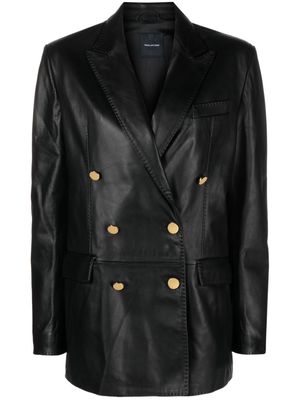 Tagliatore Josie double-breasted leather blazer - Black