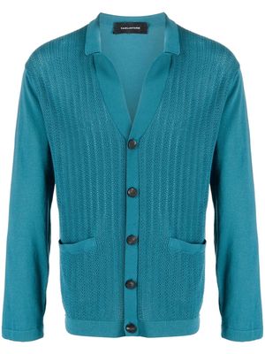 Tagliatore knitted-panel cotton cardigan - Blue