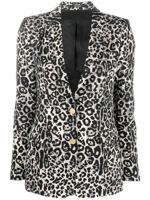 TAGLIATORE leopard-print single-breasted jacket - Black