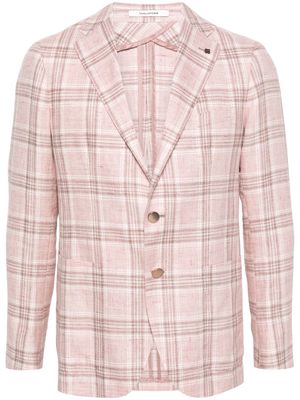 Tagliatore linen-blend checked blazer - Pink