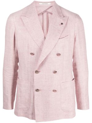 Tagliatore linen blend double-breasted blazer - Pink