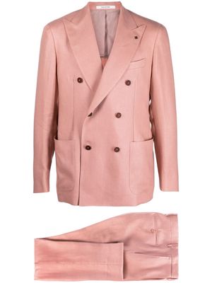 Tagliatore linen double-breasted suit - Pink