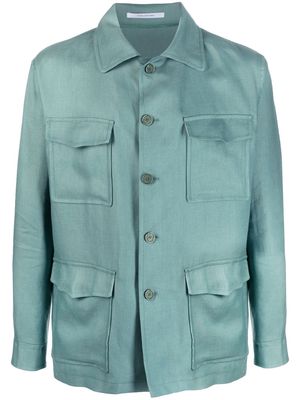 Tagliatore linen shirt jacket - Blue