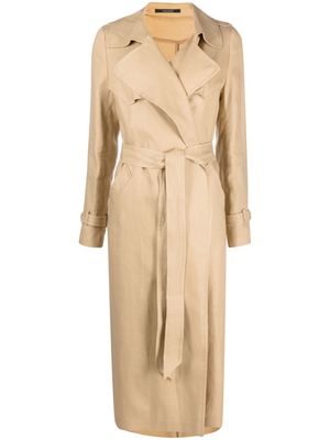 Tagliatore linen trench coat - Neutrals