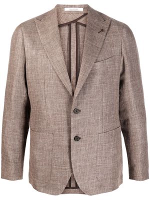 Tagliatore linen-wool blend blazer - Brown