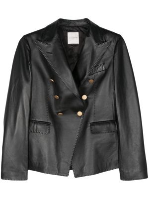 Tagliatore Lizzie double-breasted leather blazer - Black