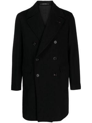 Tagliatore logo-brooch double-breasted coat - Black