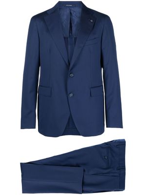 Tagliatore logo-plaque wool single-breasted suit - Blue