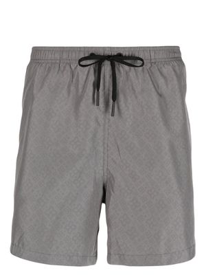 Tagliatore logo-print drawstring-waist swim shorts - Grey