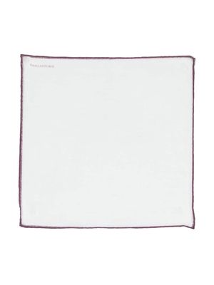 Tagliatore logo-print linen pocket square - White