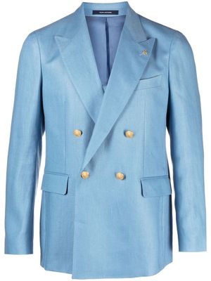 Tagliatore long-sleeve linen blazer - Blue
