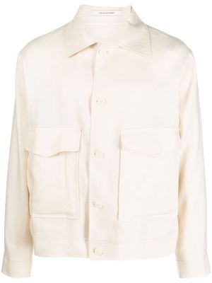 Tagliatore long-sleeve linen shirt jacket - Neutrals