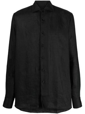 Tagliatore long-sleeved linen shirt - Black