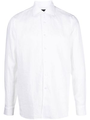 Tagliatore longsleeved linen shirt - White