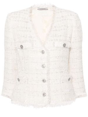Tagliatore lurex-detailing frayed tweed jacket - Neutrals