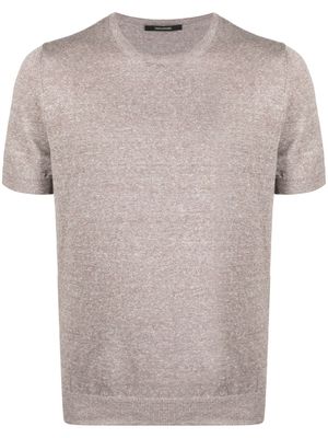 Tagliatore melange-effect short-sleeved T-shirt - Brown