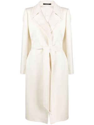 Tagliatore Molly belted wool maxi coat - White