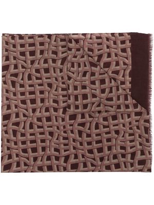 Tagliatore monogram-print wool scarf - Brown