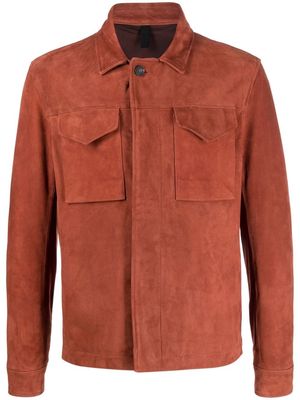 Tagliatore notched-collar leather jacket - Orange
